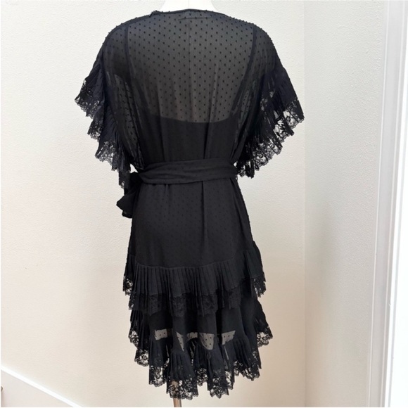 Zimmermann Espionage Mini Dress Ruffle Tiered Swiss Dot Rare Black Size 2 US 6 8 - Picture 9 of 16